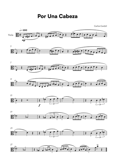 Carlos Gardel - Por Una Cabeza for Viola Solo