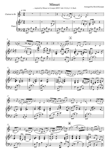 Minuet in G major, BWV Anh 114 (clarinet & piano)
