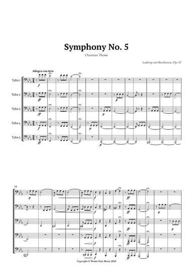 Symphony No. 5 by Beethoven for Tuba Quintet