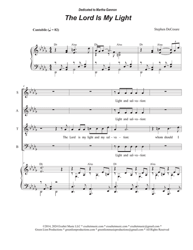 The Lord Is My Light (Vocal Quartet - (SATB)