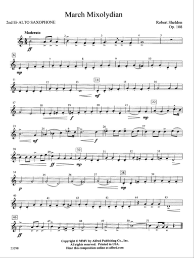 March Mixolydian: 2nd E-flat Alto Saxophone