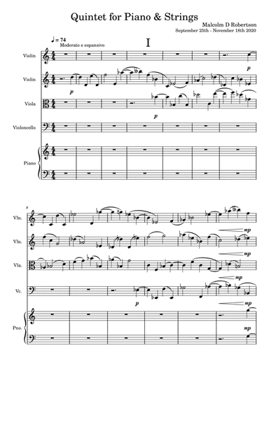 Quintet for Piano & String Quartet