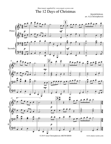 The 12 Days of Christmas - Piano Duet - G major
