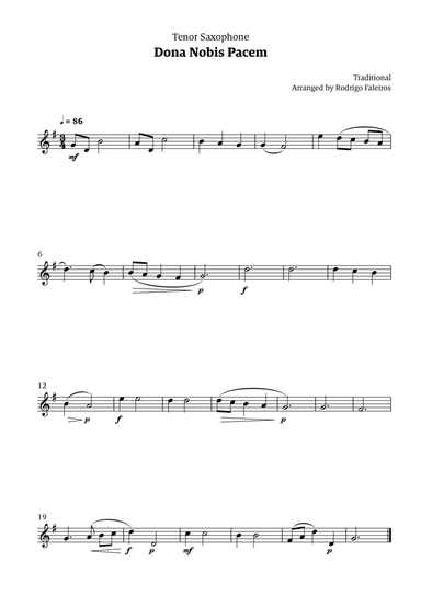 Dona Nobis Pacem - for tenor saxophone
