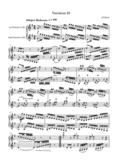 J.S.Bach: Goldberg Variation 23 for two clarinets
