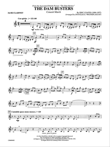 The Dam Busters Concert March: 3rd B-flat Clarinet