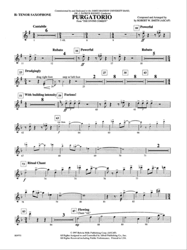 Purgatorio (from The Divine Comedy): B-flat Tenor Saxophone
