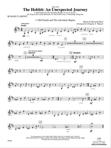 The Hobbit: An Unexpected Journey, Suite from: B-flat Bass Clarinet