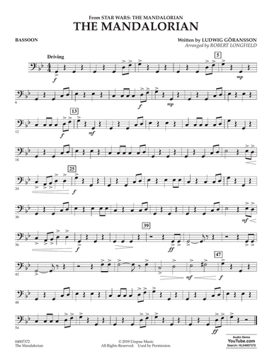 The Mandalorian (from Star Wars: The Mandalorian) (arr. Longfield) - Bassoon