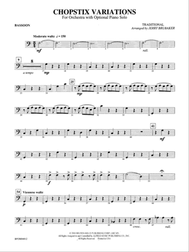 Chopstix Variations (with Opt. Piano Solo): Bassoon