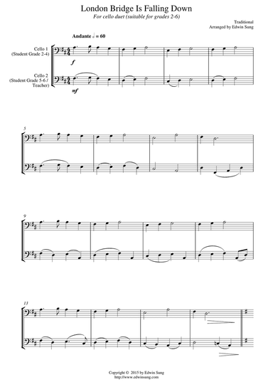 London Bridge Is Falling Down (for cello duet, suitable for grades 2-6)