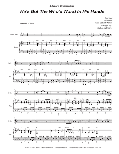 He's Got The Whole World In His Hands (Bb-Clarinet solo and Piano)
