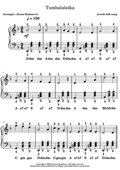 Tumbalalaika - for accordion beginner