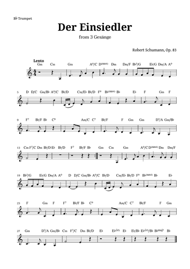 Der Einsiedler by Schumann for Trumpet and Chords