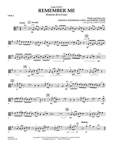 Remember Me (from Coco) (arr. James Kazik) - Viola