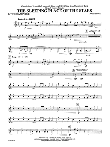 The Sleeping Place of the Stars: B-flat Tenor Saxophone