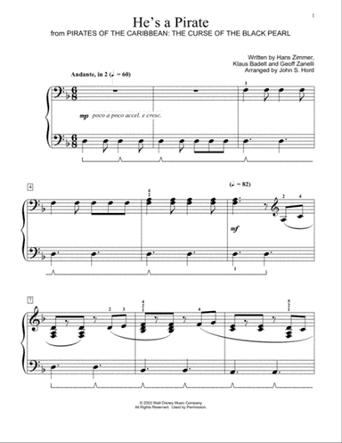He's A Pirate (from Pirates Of The Caribbean: The Curse of the Black Pearl) (arr. John S. Hord)