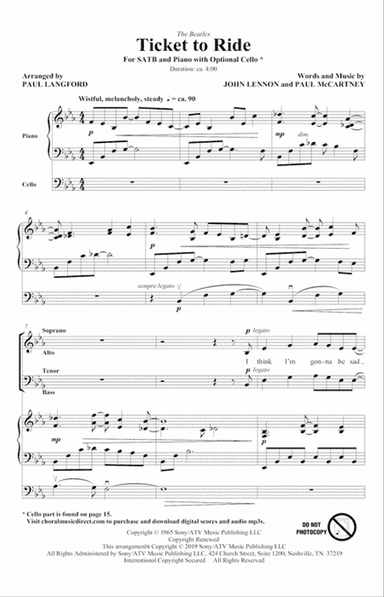 Ticket To Ride (arr. Paul Langford)