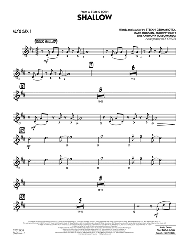 Shallow (from A Star Is Born) (arr. Rick Stitzel) - Alto Sax 1