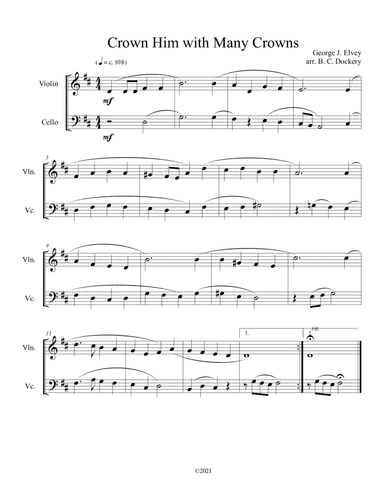 Crown Him with Many Crowns (violin and cello duet)