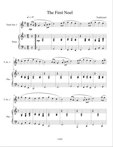 The First Noel (tenor sax solo) with piano accompaniment