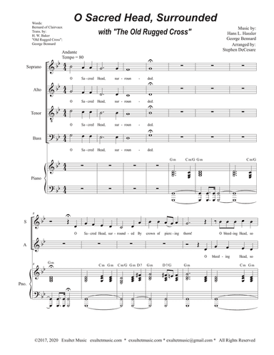 O Sacred Head, Surrounded (with "The Old Rugged Cross") (Vocal Quartet - (SATB)