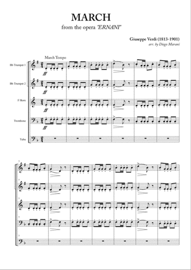 March from "Ernani" for Brass Quintet
