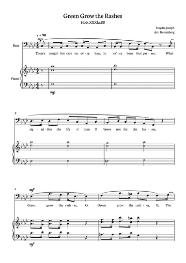 Joseph Haydn - Green Grow The Rashes for Bass with Piano in F minor.