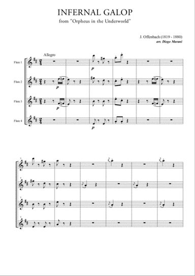 Infernal Galop (Can Can) for Flute Quartet