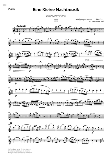 Eine Kleine Nachtmusik (2 mov.) - Violin and Piano (Individual Parts)