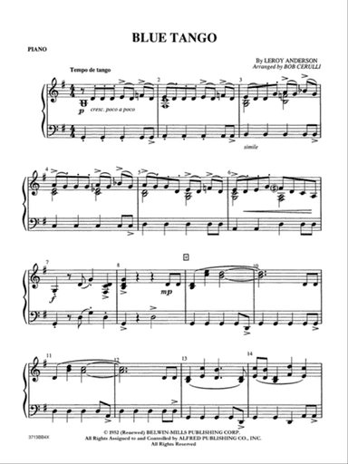 Blue Tango: Piano Accompaniment
