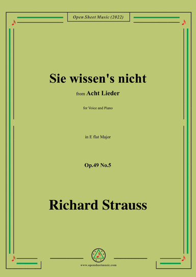 Richard Strauss-Sie wissen's nicht,in E flat Major