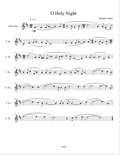 O Holy Night for solo tenor sax