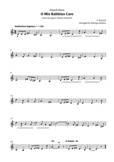 O Mio Babbino Caro - for french horn solo