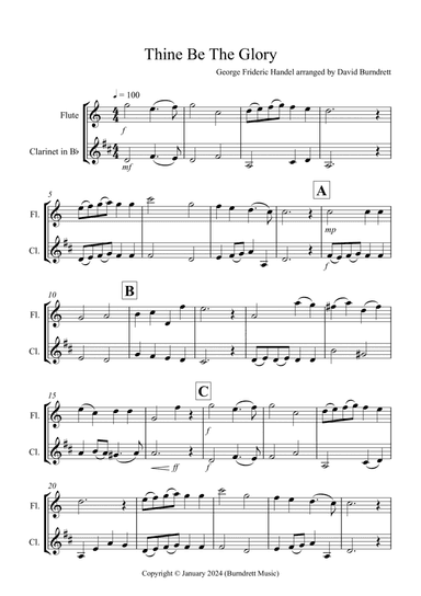 Thine Be The Glory for Flute and Clarinet Duet