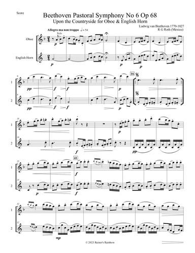 Beethoven Pastoral Symphony No 6 The Countryside for Oboe & English Horn Duet