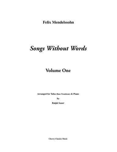 Six Songs Without Words for Tuba or Bass Trombone & Piano