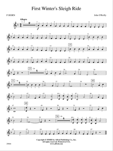 First Winter's Sleigh Ride: 1st F Horn