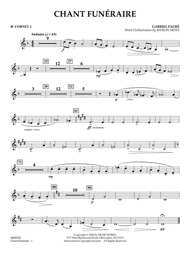 Chant Funeraire (arr. Myron Moss) - Bb Cornet 2
