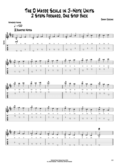 The D Major Scale in 3-Note Units (2 Steps Forward, One Step Back)