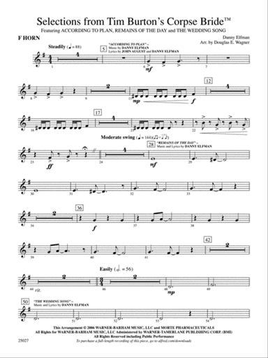 Corpse Bride, Selections from Tim Burton's: 1st F Horn