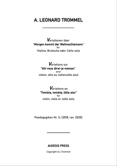 VIOLA SOLO VERSION: Variations on "Ah! vous dirai-je maman" / "Morgen kommt der Weihnachtsmann" / "T
