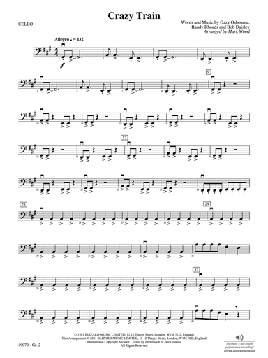 Crazy Train: Cello - Grade 2