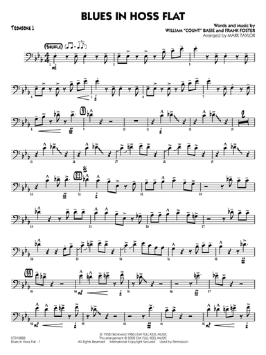 Blues in Hoss Flat (Blues in Frankie's Flat) (arr. Mark Taylor) - Trombone 1
