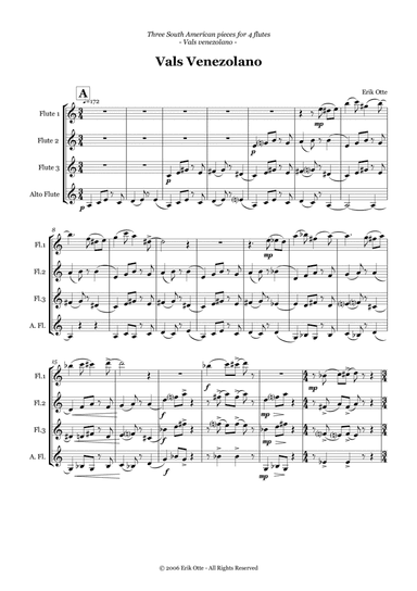 Three South American pieces for 4 flutes