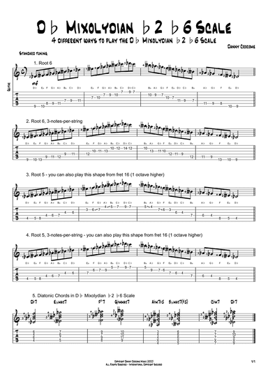 Db Mixolydian b2 b6 Scale (4 Ways to Play)