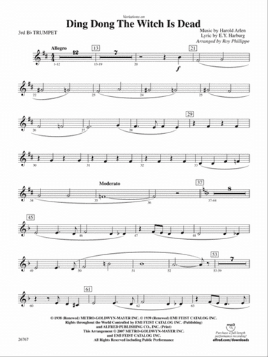 Variations on Ding Dong the Witch Is Dead (fromThe Wizard of Oz): 3rd B-flat Trumpet