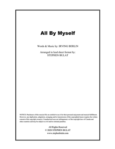 All By Myself (Irving Berlin) - Lead sheet (key of A)