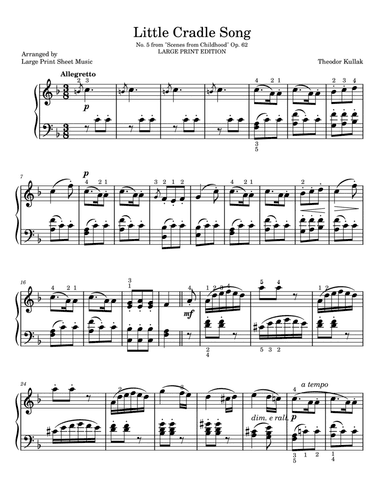 Little Cradle Song • LARGE PRINT • No. 5 Op. 62 • Wiegenliedchen