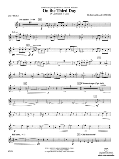 On the Third Day: 2nd F Horn